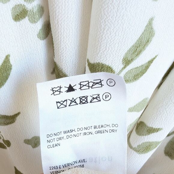 Reformation Meadow White Floral Print High Slit Smocked Midi Dress , size 3X - Picture 10 of 10